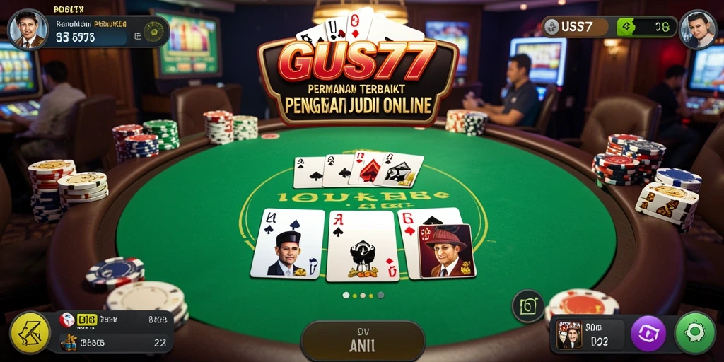 Tampilan menarik dari gameplay poker di GUS77.
