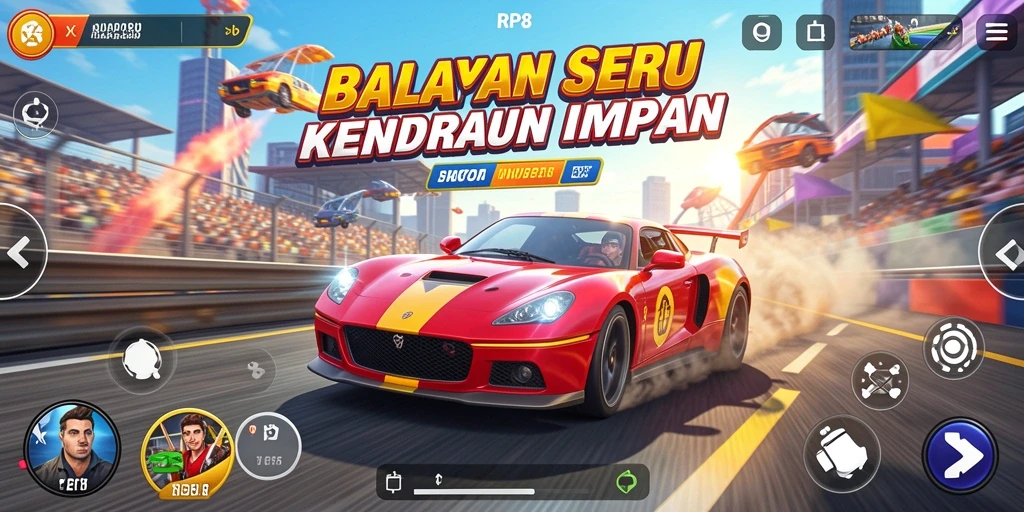 Tampilan gameplay RP8 yang mendebarkan dan realistis saat balapan.