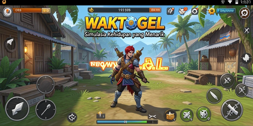 Tampilan gameplay WAKTOGEL dengan interaksi karakter yang menarik.